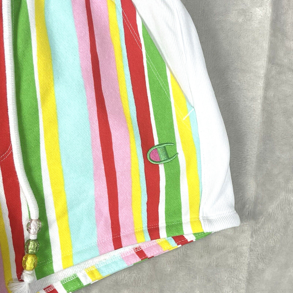 Champion X Susan Alexandra Stripe Reverse Weave Shorts Women's Small Beaded - Picture 3 of 11